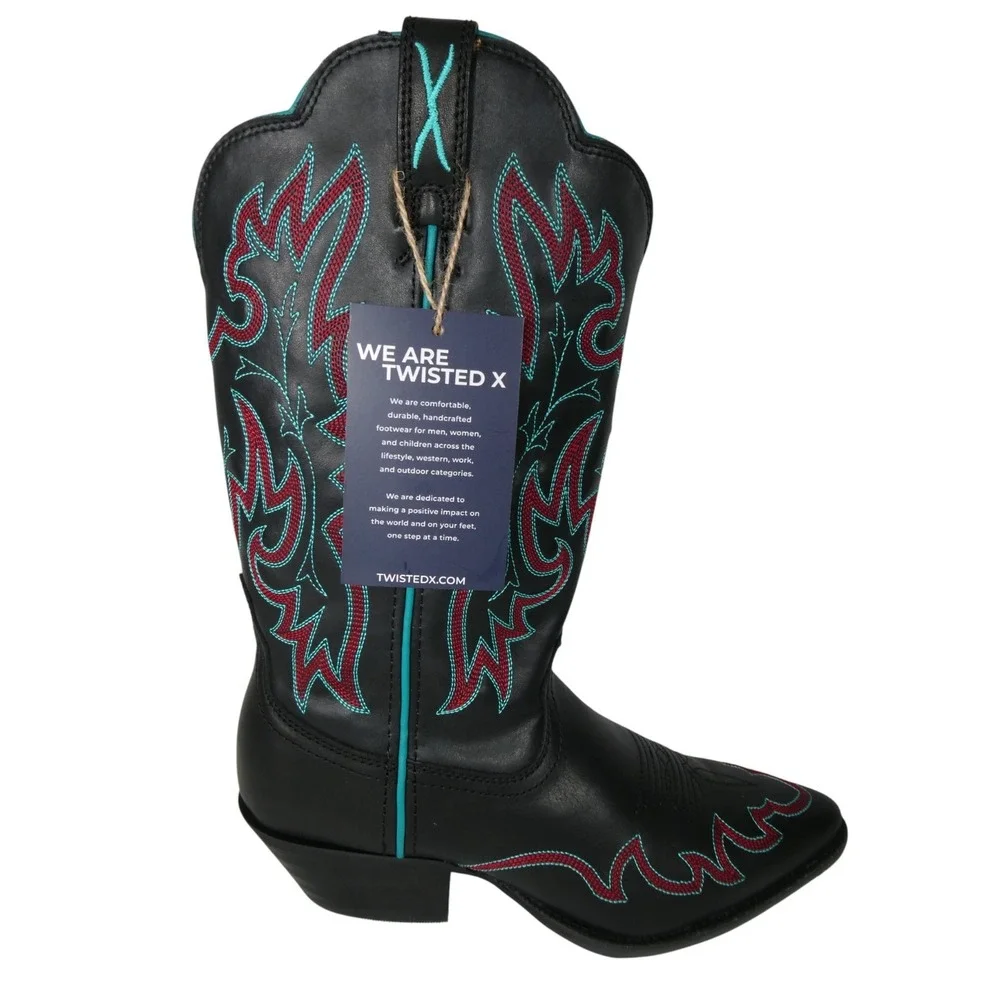 Twisted X‎ WWT0039 Womenʼs Western Boots Black Multi Leather Snip Toe Size 9B